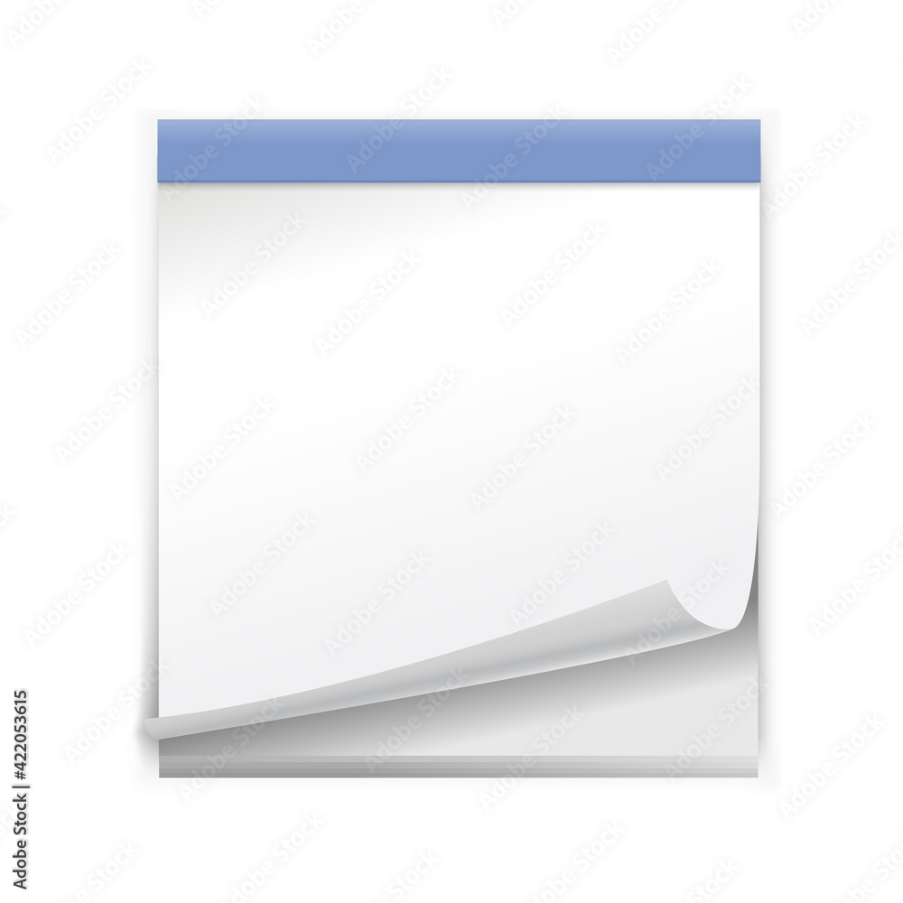 Open blank calendar with curled corner and soft shadow. Realistic empty template or mock up isolated on white background. Vector illustration, eps 10. Open blank calendar with curled corner and soft shadow. Realistic empty template or mock up isolated on white background. Vector illustration, eps 10.