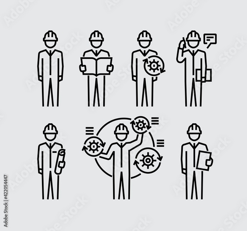 Engineering People Vector Line Icons Set