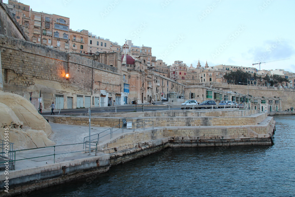 quay and buildings in valletta in malta 