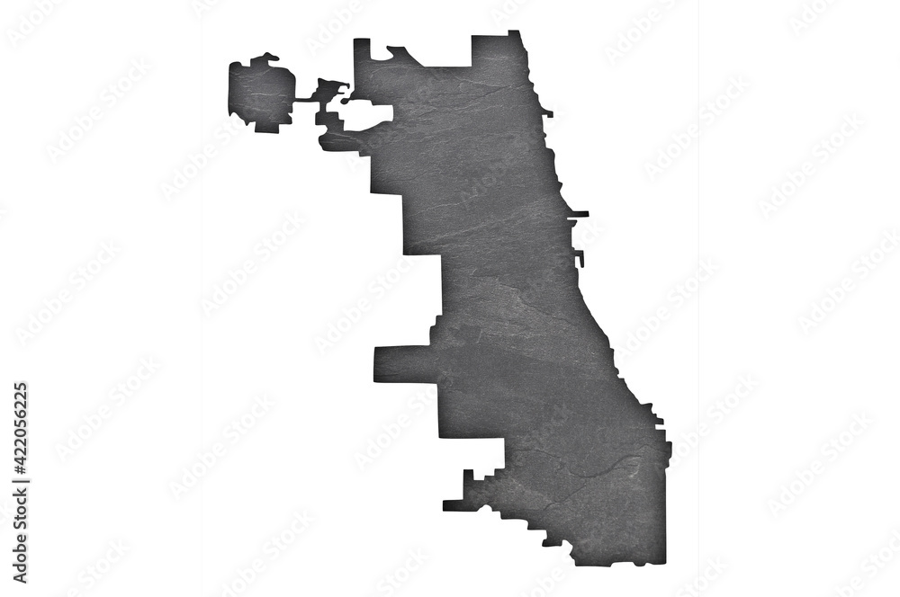 Karte von Chicago auf dunklem Schiefer