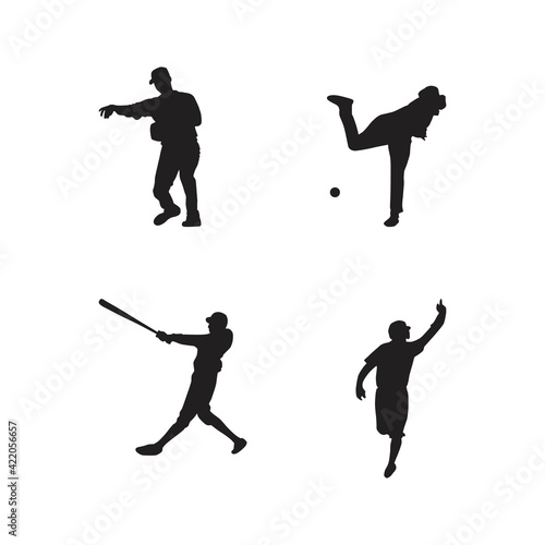 collection of baseball player silhouettes