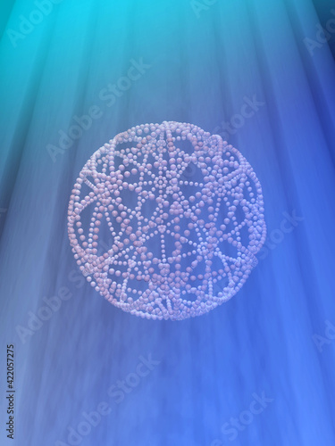 molecular sphere in blue light rays