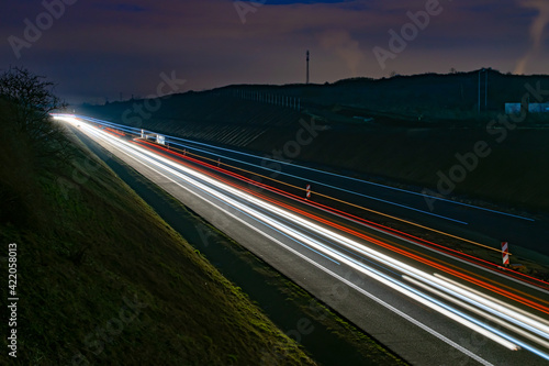 lights of cars with night. long exposure