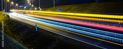 lights of cars at night. long exposure