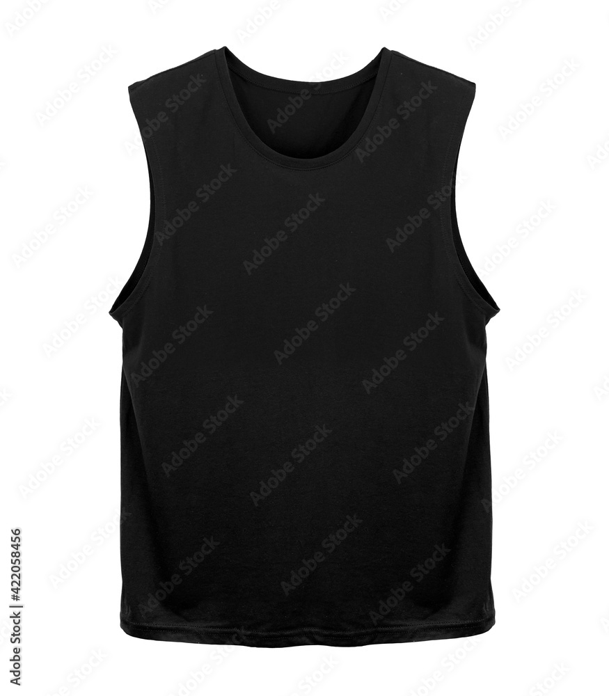 Blank muscle tank top color black front view on white background
Blank muscle tank top color black front view on white background
