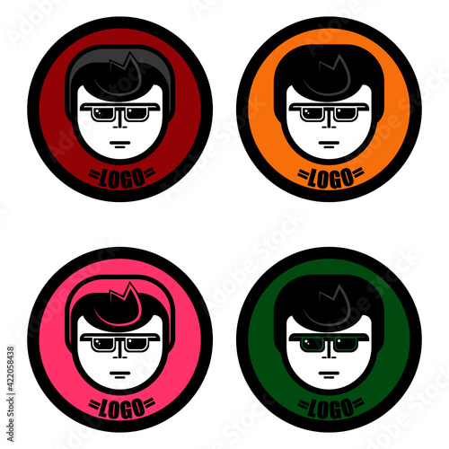 minimalist style head logo set illustration
