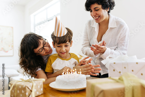 Photography Lesbian parents celebrating boy's birthday
