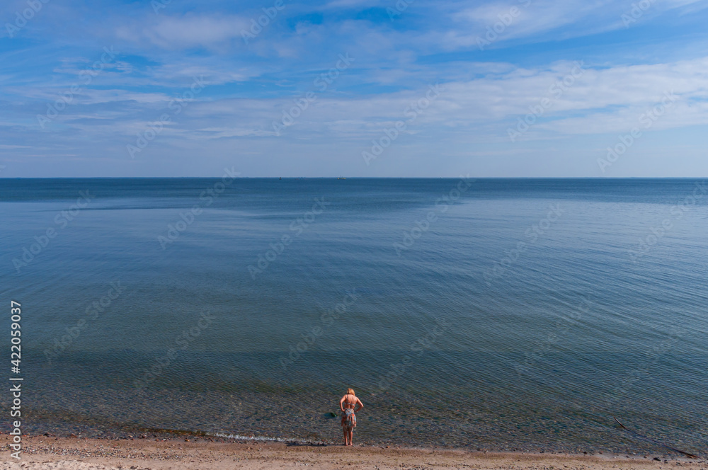 view of the blue sea. Baltic Sea. Pucka Bay, Poland.