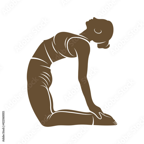 Vector illustration of yoga of a girl in a pose. crossfit girl designs