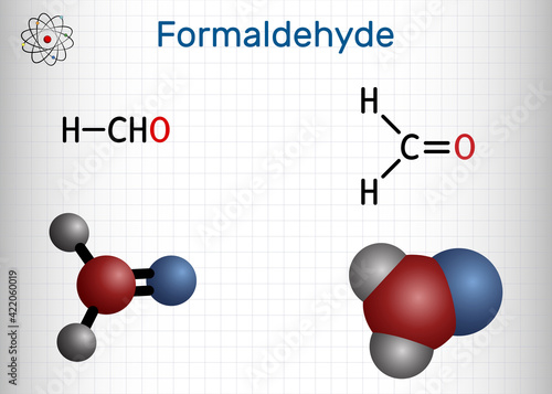 Formaldehyde, methanol, methylene oxide, methylaldehyde, oxomethane molecule. It is simplest of aldehydes, aqueous solution is formalin. Sheet of paper in a cage