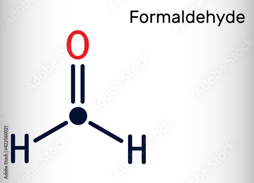 Formaldehyde, methanol, methylene oxide, methylaldehyde, oxomethane molecule. Skeletal chemical formula photo