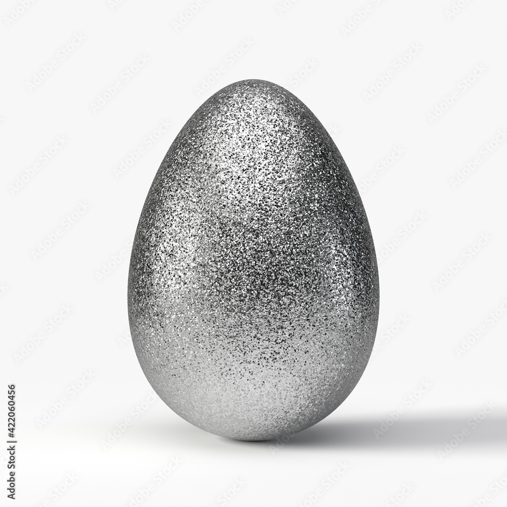 glittering silver easter egg. 3d illustration, ilsolated on white. suitable for holiday, easter and game themes. glittering silver easter egg. 3d illustration, ilsolated on white. suitable for holiday, easter and game themes.