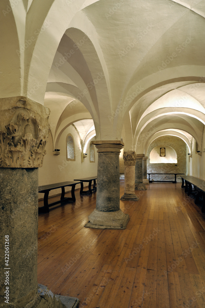 Abbey of Santa Maria di Chiaravalle of Fiastra, the refectory, Tolentino, District of Macerata, Marche, Italy, Europe