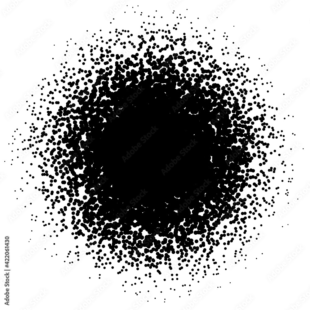 Background with irregular, chaotic dots, points, circle. Abstract monochrome pattern. Black and white color. Vector illustration Memphis style Random halftone. Pointillism Background with irregular, chaotic dots, points, circle. Abstract monochrome pattern. Black and white color. Vector illustration Memphis style Random halftone. Pointillism