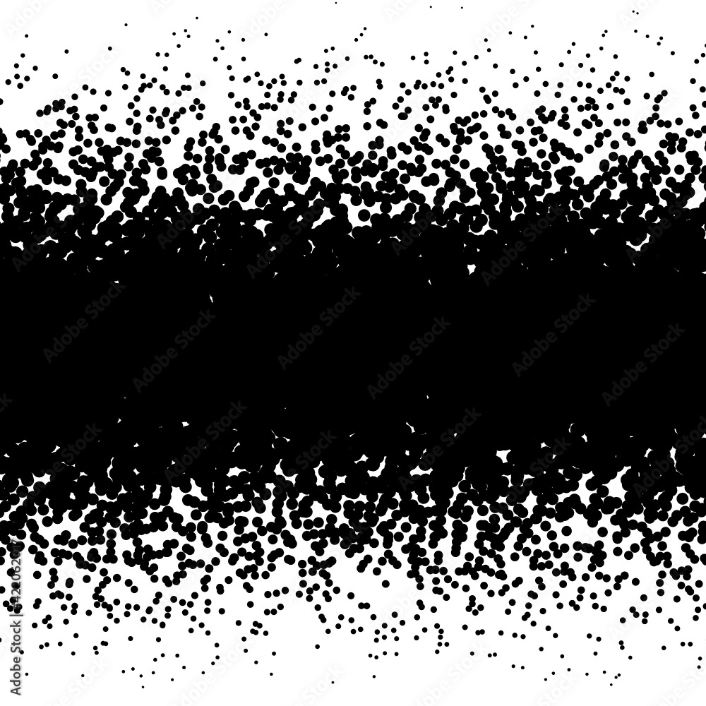 Background with irregular, chaotic dots, points, circle. Abstract monochrome pattern. Black and white color. Vector illustration Memphis style Random halftone. Pointillism