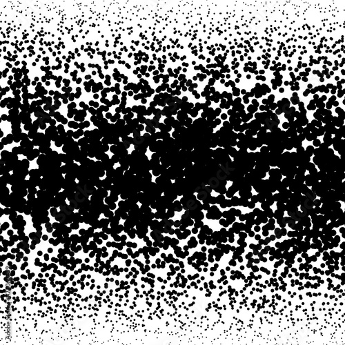 Background with irregular, chaotic dots, points, circle. Abstract monochrome pattern. Black and white color. Vector illustration Memphis style Random halftone. Pointillism