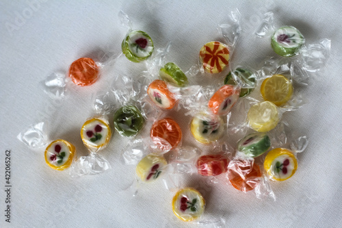 Colorful candies on a white background. Candies background