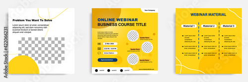 Set bundle collection of social media banner post template. Layout for online webinar, conference, training, seminar, course, and learning video. Minimal modern and simple style.