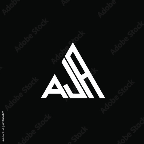 A J A letter logo vector design on black color background. aja icon photo