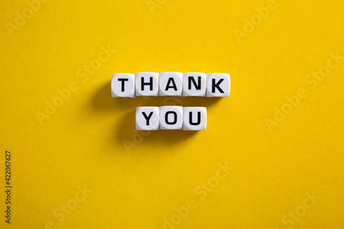 Block with word Thank You