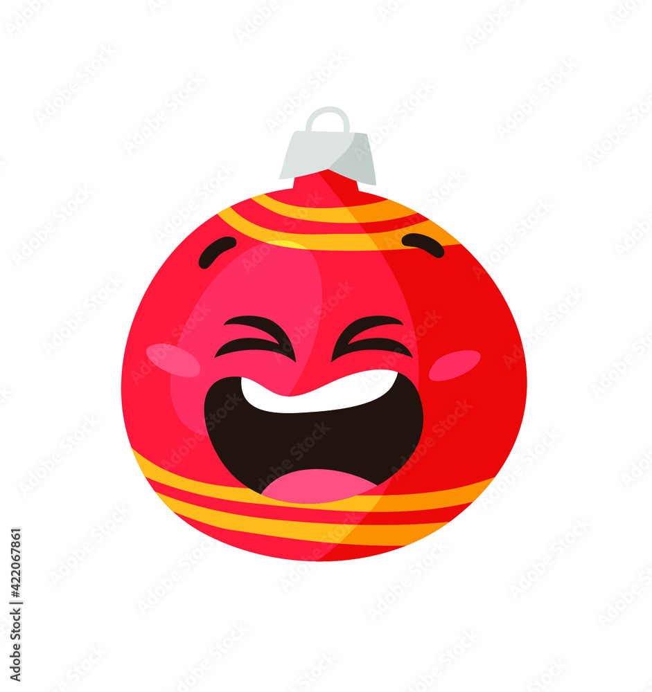 Hand drawn Christmas Emoji Ball on white background. Creative flat art. Actual vector drawing decorations toy. Cartoon Character Emoticon Hand drawn Christmas Emoji Ball on white background. Creative flat art. Actual vector drawing decorations toy. Cartoon Character Emoticon