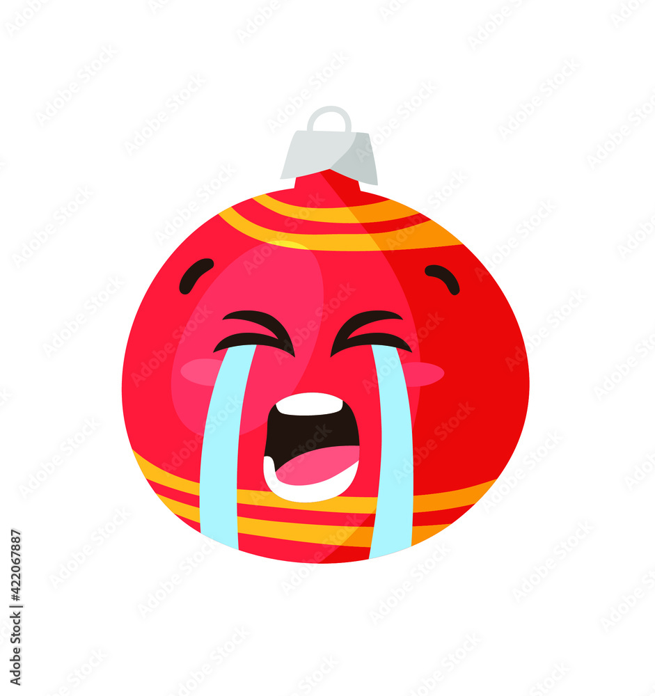 Hand drawn Christmas Emoji Ball on white background. Creative flat art. Actual vector drawing decorations toy. Cartoon Character Emoticon Hand drawn Christmas Emoji Ball on white background. Creative flat art. Actual vector drawing decorations toy. Cartoon Character Emoticon