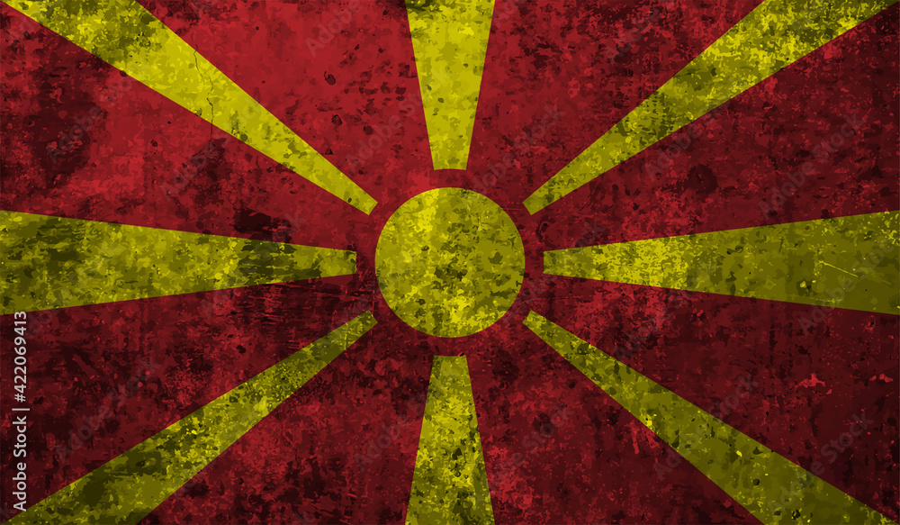 Macedonia Country flag with aluminium texture background. Macedonia Country flag with aluminium texture background.