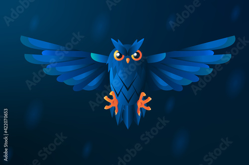 blue owl flying