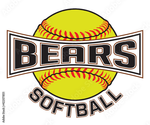 Bears Softball Graphic is a sports design which includes a softball and text and is perfect for your school or team. Great for Bears t-shirts, mugs and other products.