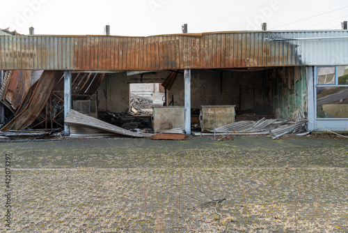 Wallpaper Mural Burned down warehouse with rusted roof Torontodigital.ca