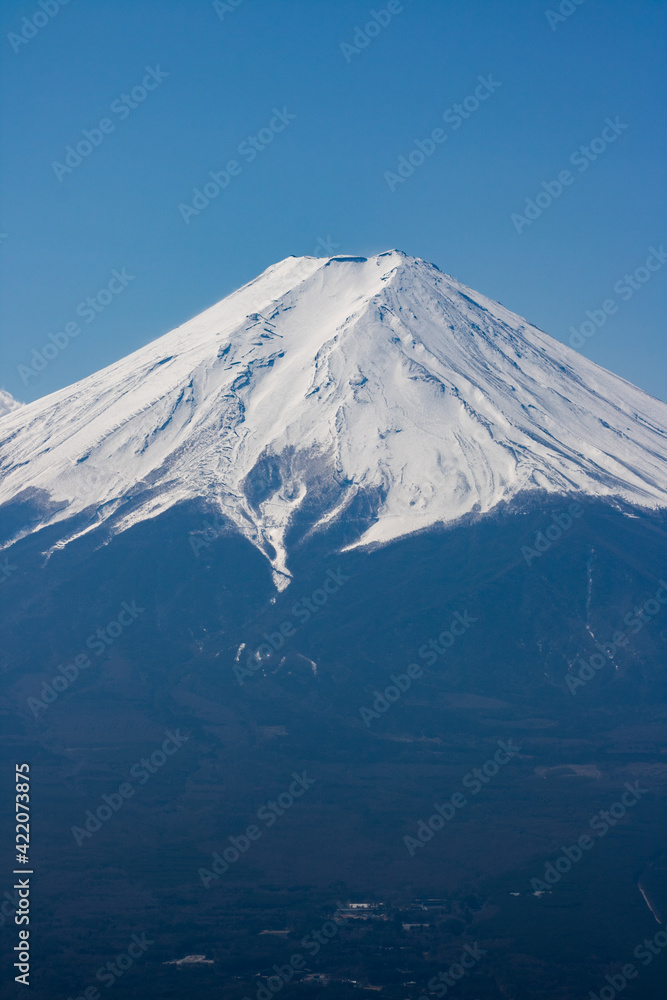 Mt.Fuji covered with snow and  the foot of the mountain (from Mt.Tenjo)