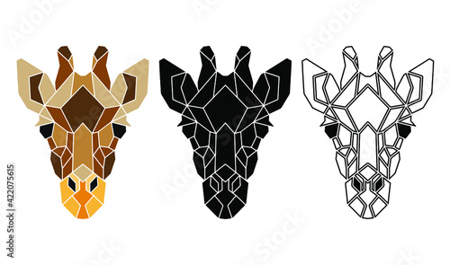 Abstract giraffe face. Totemic animals portrait. Geometric abstract animals logo