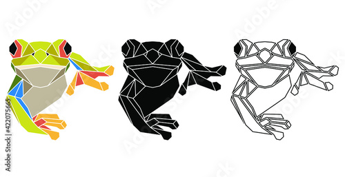 Abstract geometric frog image. Totemic animals portrait. Geometric abstract animals logo