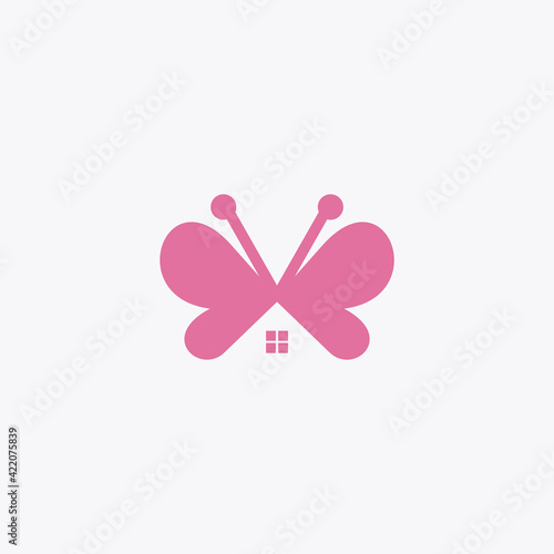 House butterfly design logo design vector design template