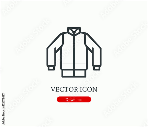 Jacket vector icon. Editable stroke. Symbol in Line Art Style for Design, Presentation, Website or Apps Elements. Pixel vector graphics - Vector