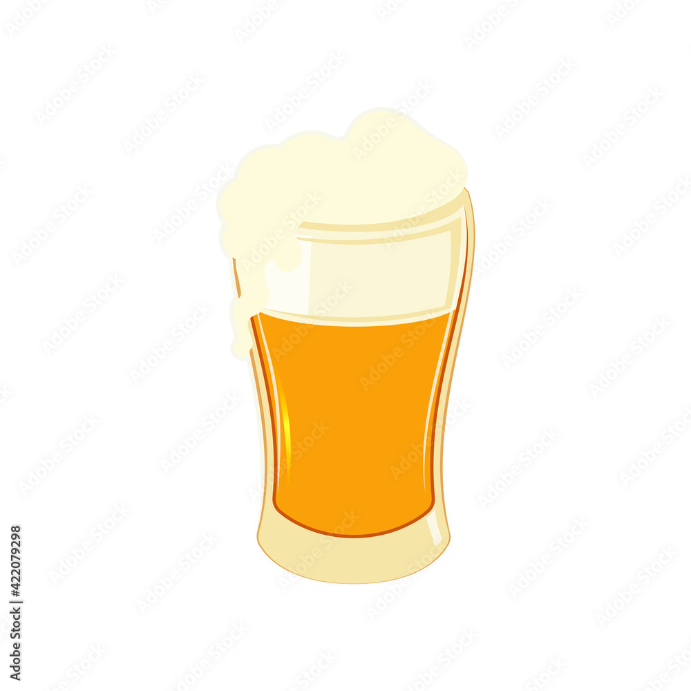Beer mug isolated, golden transparent ale with bubble Beer mug isolated, golden transparent ale with bubble