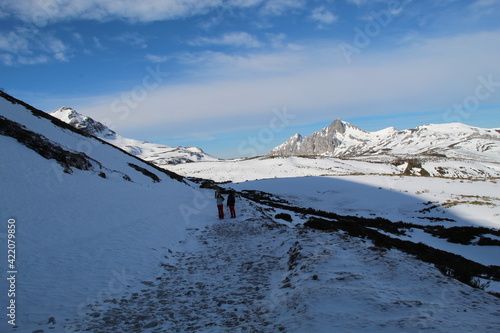snow covered mountains