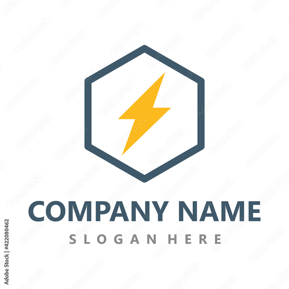 Electric with hexagon shape logo design vector Electric with hexagon shape logo design vector