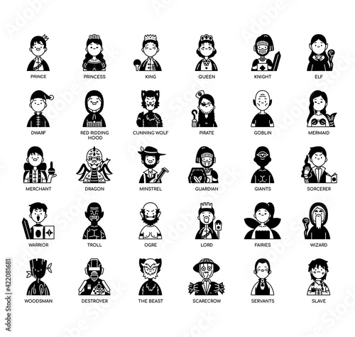 tale characters , Thin Line and Pixel Perfect Icons