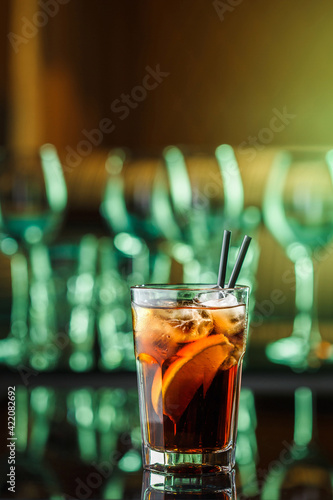 Whiskey and cola coctail