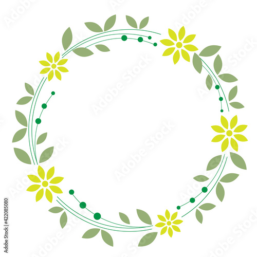 Floral wreath on white background