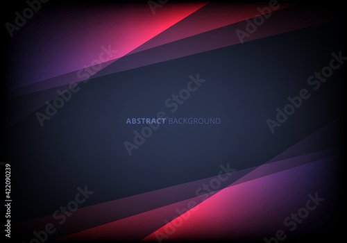 Abstract template pink triangle overlapping layered with lighting effect on dark blue background