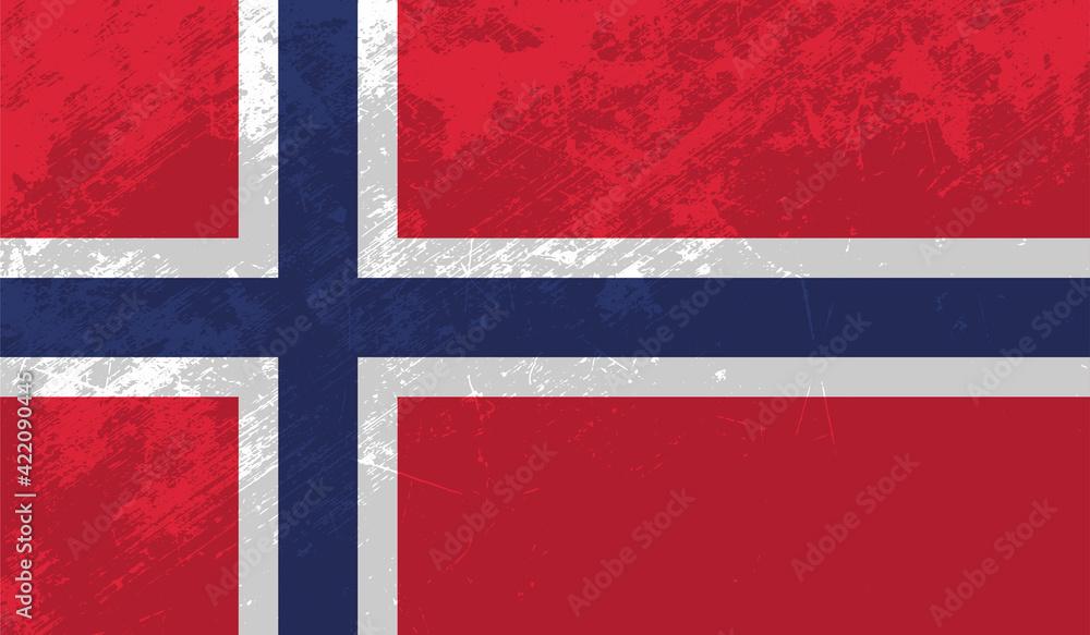 Fototapeta premium Grunge Norway flag. Norway flag with waving grunge texture.