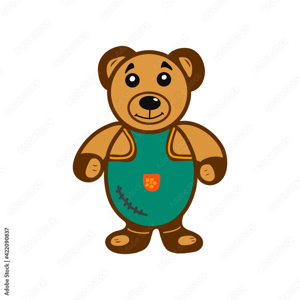 Cute colorful teddy bear cartoon icon. Child toy. Idea for decors, picture in frame, gifts, ornaments, celebrations, invitation, greeting, holidays, childhood themes. Vector isolated artwork. Cute colorful teddy bear cartoon icon. Child toy. Idea for decors, picture in frame, gifts, ornaments, celebrations, invitation, greeting, holidays, childhood themes. Vector isolated artwork.
