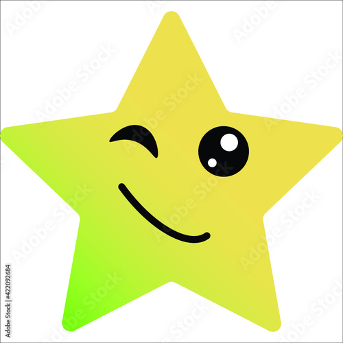 Cute gradient winking star emoji on white background.
