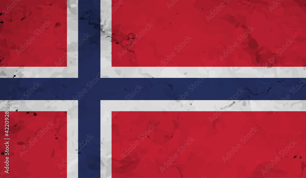 Fototapeta premium Grunge Norway flag. Norway flag with waving grunge texture.