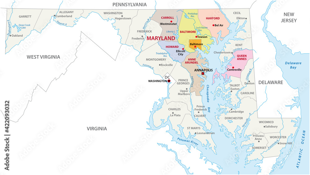 Baltimore metropolitan area vector map, Maryland, USA