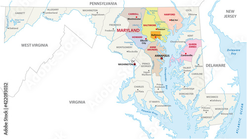 Baltimore metropolitan area vector map, Maryland, USA photo