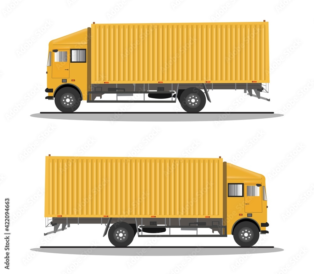 Truck with cargo container on white background Truck with cargo container on white background