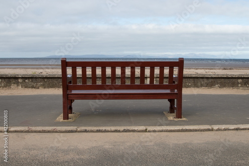 Wooden Bench Seat at a Seafront Location